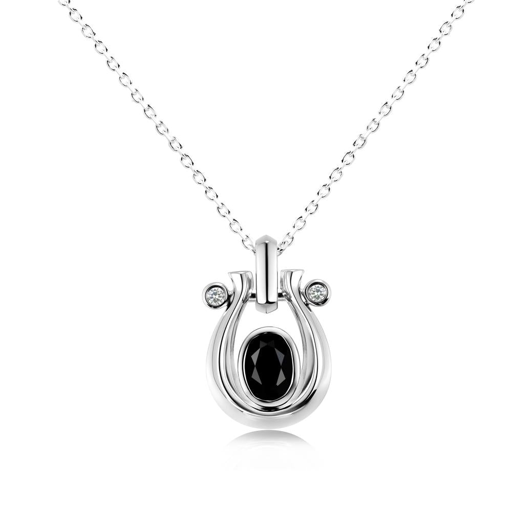 Sapphire Horseshoe Pendant Necklace - LUO Jewelry #gemstone_Black Spinel