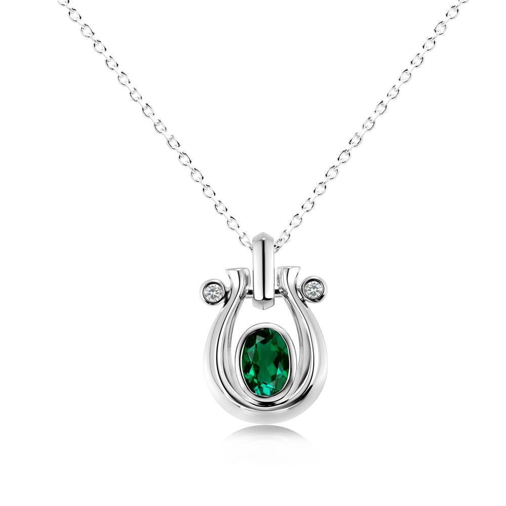 Sapphire Horseshoe Pendant Necklace - LUO Jewelry #gemstone_Emerald