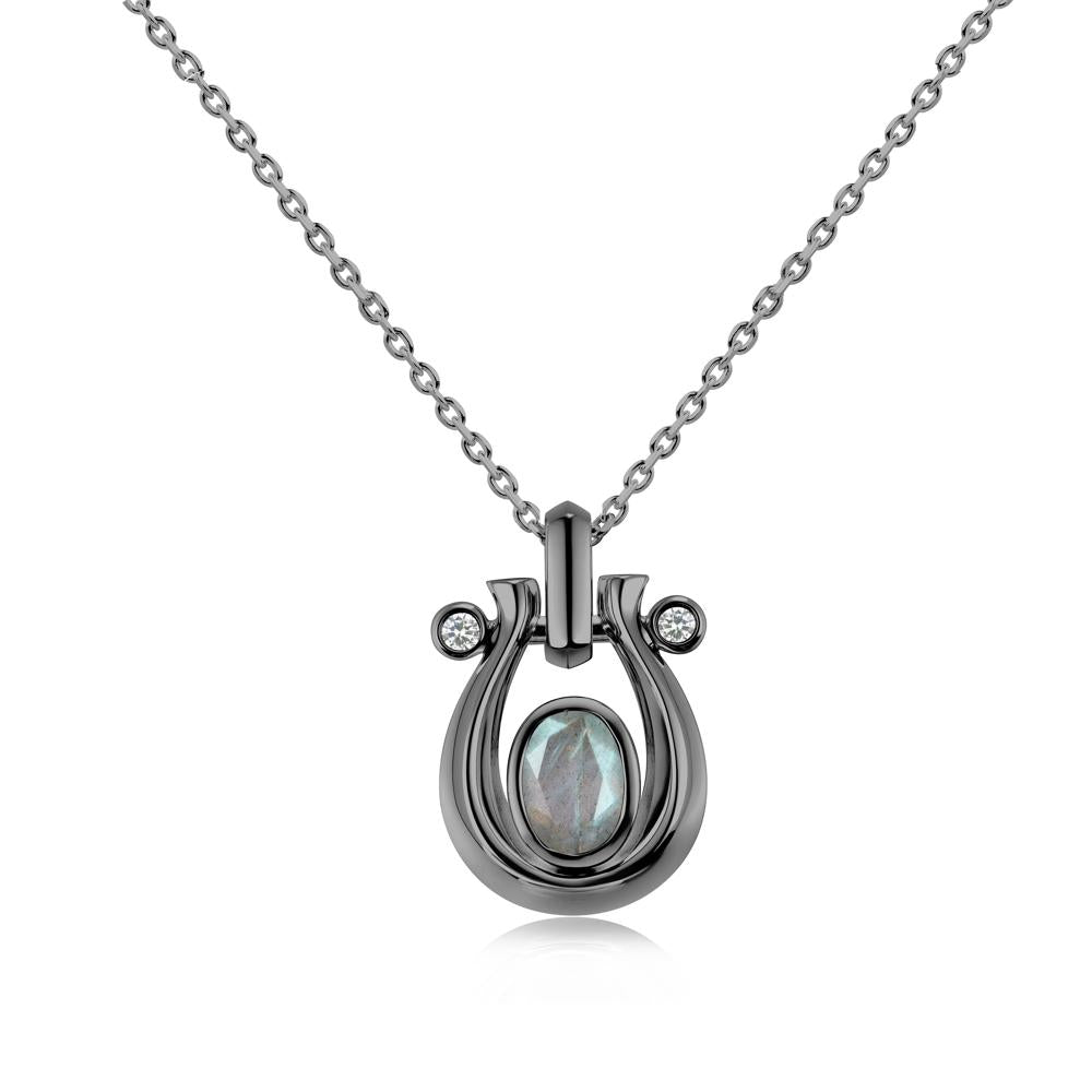 Sapphire Horseshoe Pendant Necklace - LUO Jewelry #gemstone_Labradorite