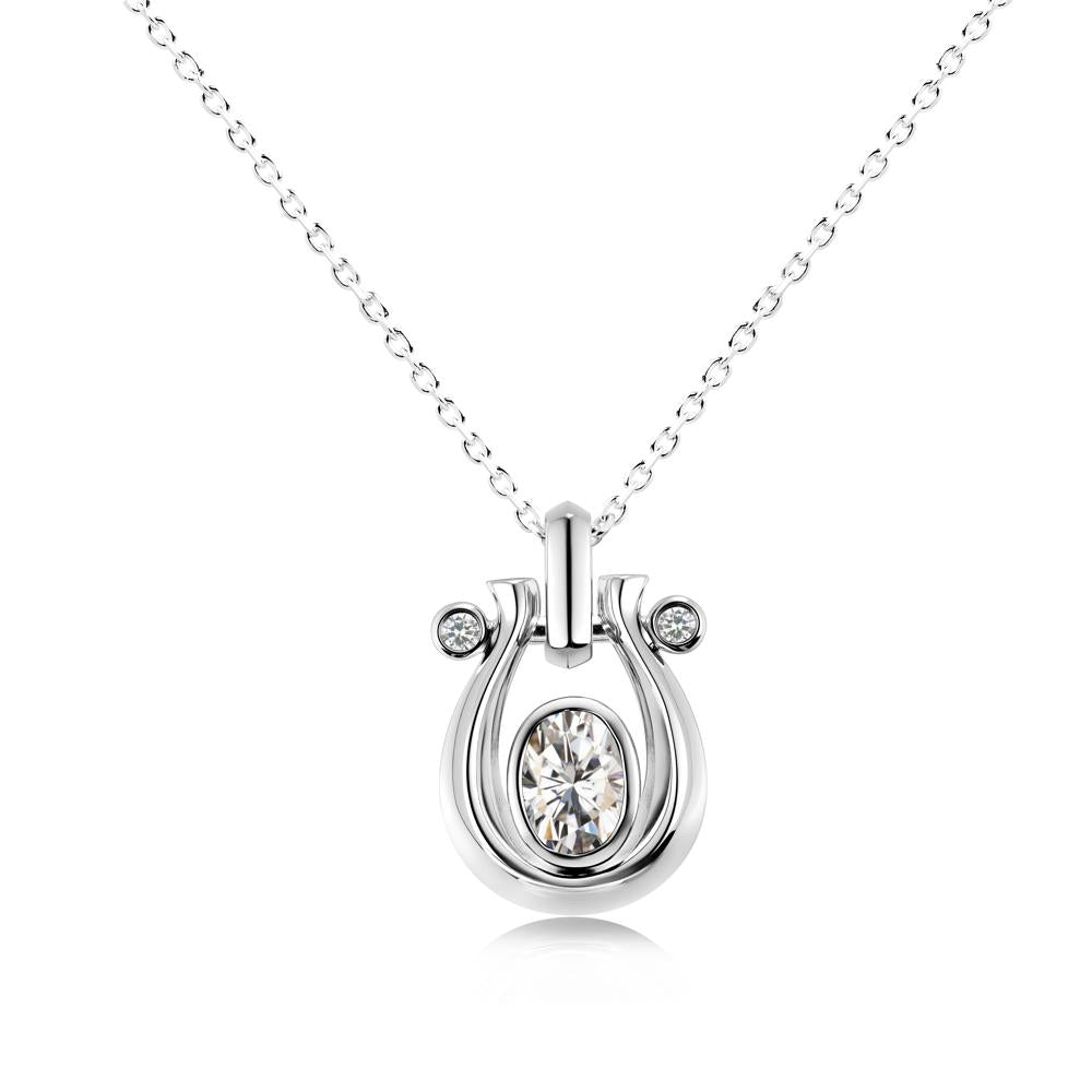 Sapphire Horseshoe Pendant Necklace - LUO Jewelry #gemstone_Moissanite