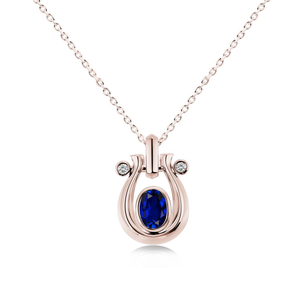 Sapphire Horseshoe Pendant Necklace - LUO Jewelry #gemstone_Sapphire