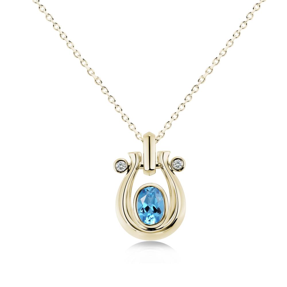 Sapphire Horseshoe Pendant Necklace - LUO Jewelry #gemstone_Swiss Blue Topaz