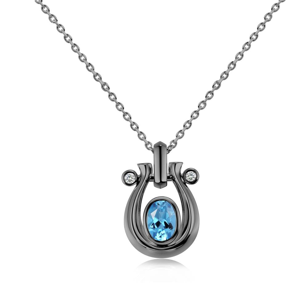 Sapphire Horseshoe Pendant Necklace - LUO Jewelry #gemstone_Swiss Blue Topaz