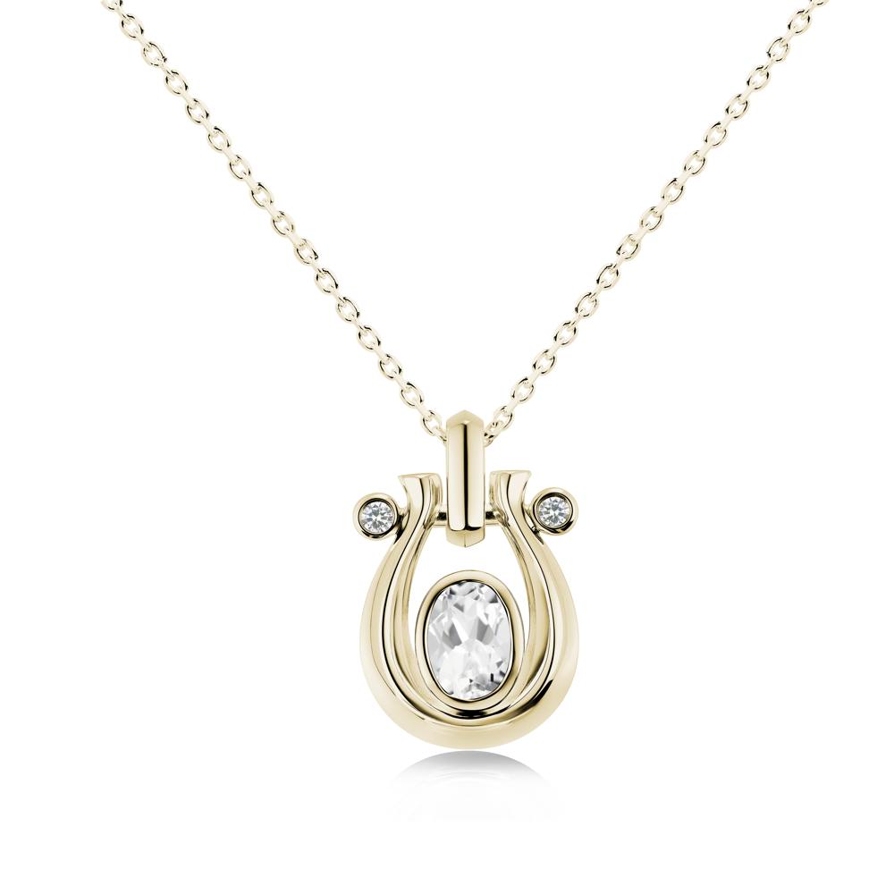 Sapphire Horseshoe Pendant Necklace - LUO Jewelry #gemstone_White Topaz