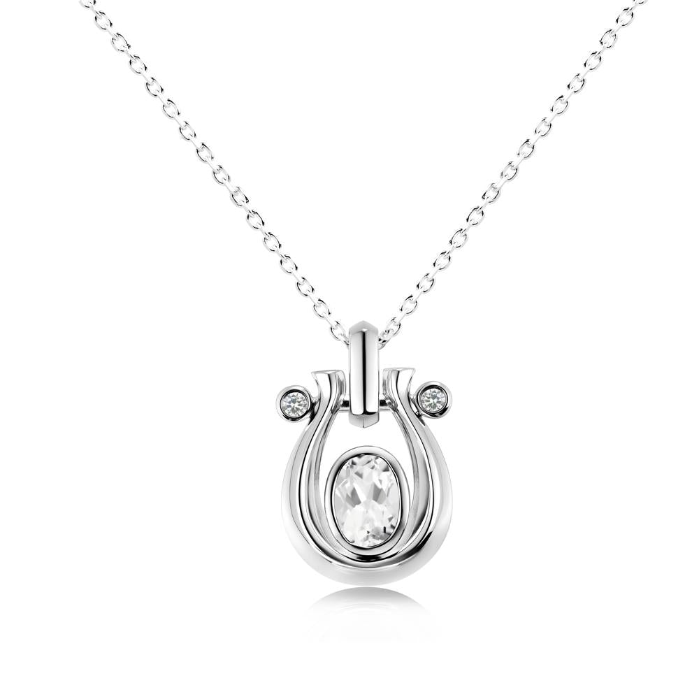 Sapphire Horseshoe Pendant Necklace - LUO Jewelry #gemstone_White Topaz