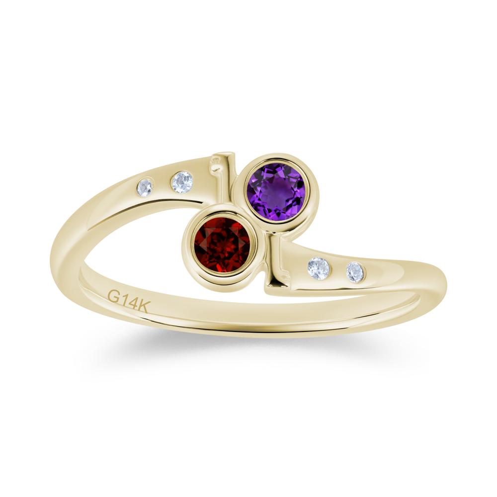 Petite Two Stone Garnet and Moonstone Key Ring - LUO Jewelry #gemstone_Amethyst and Garnet