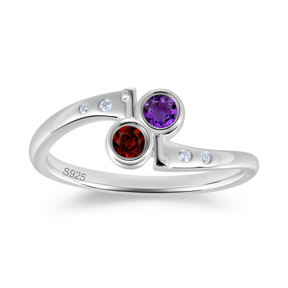 Petite Two Stone Garnet and Moonstone Key Ring - LUO Jewelry #gemstone_Amethyst and Garnet