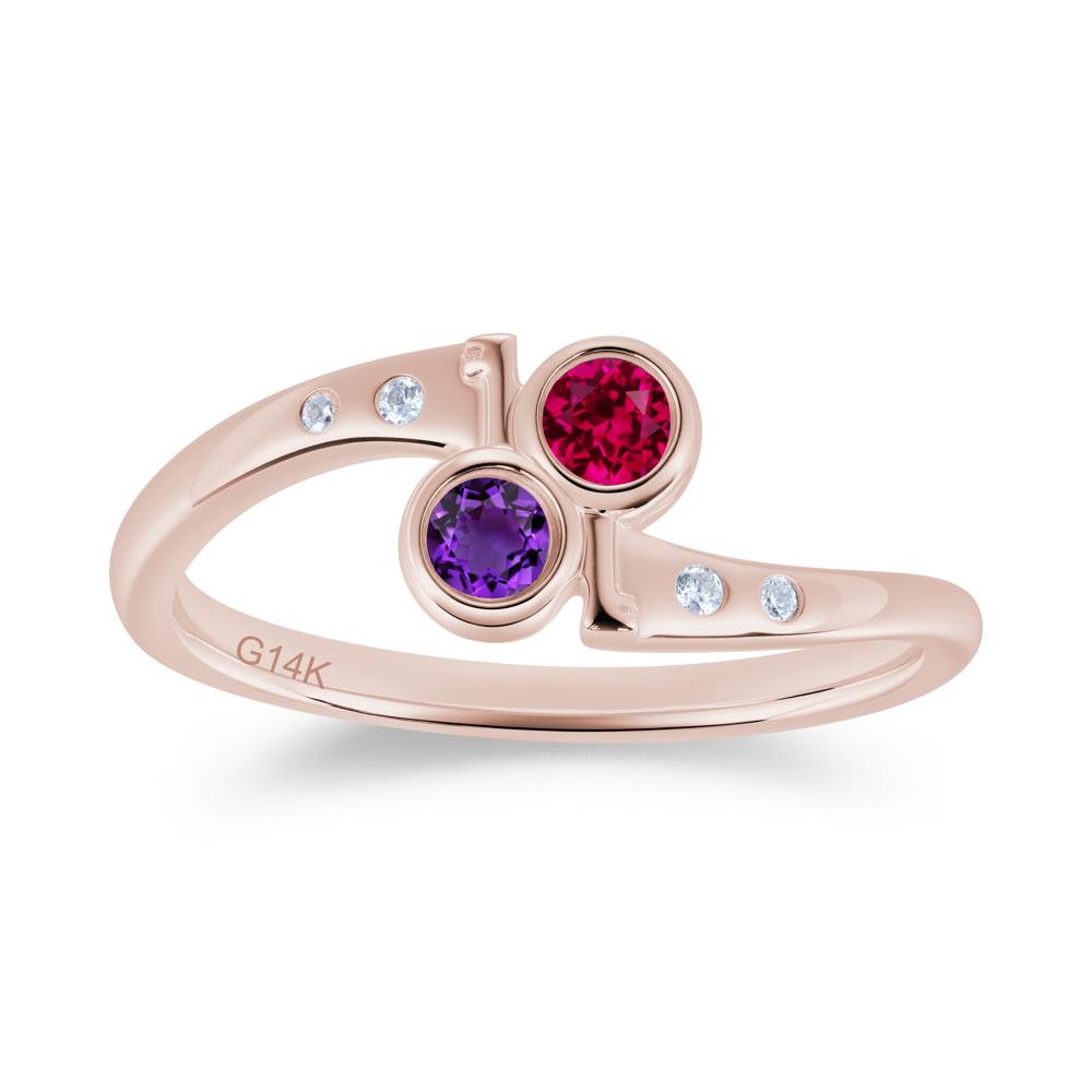 Petite Two Stone Garnet and Moonstone Key Ring - LUO Jewelry #gemstone_Amethyst and Ruby