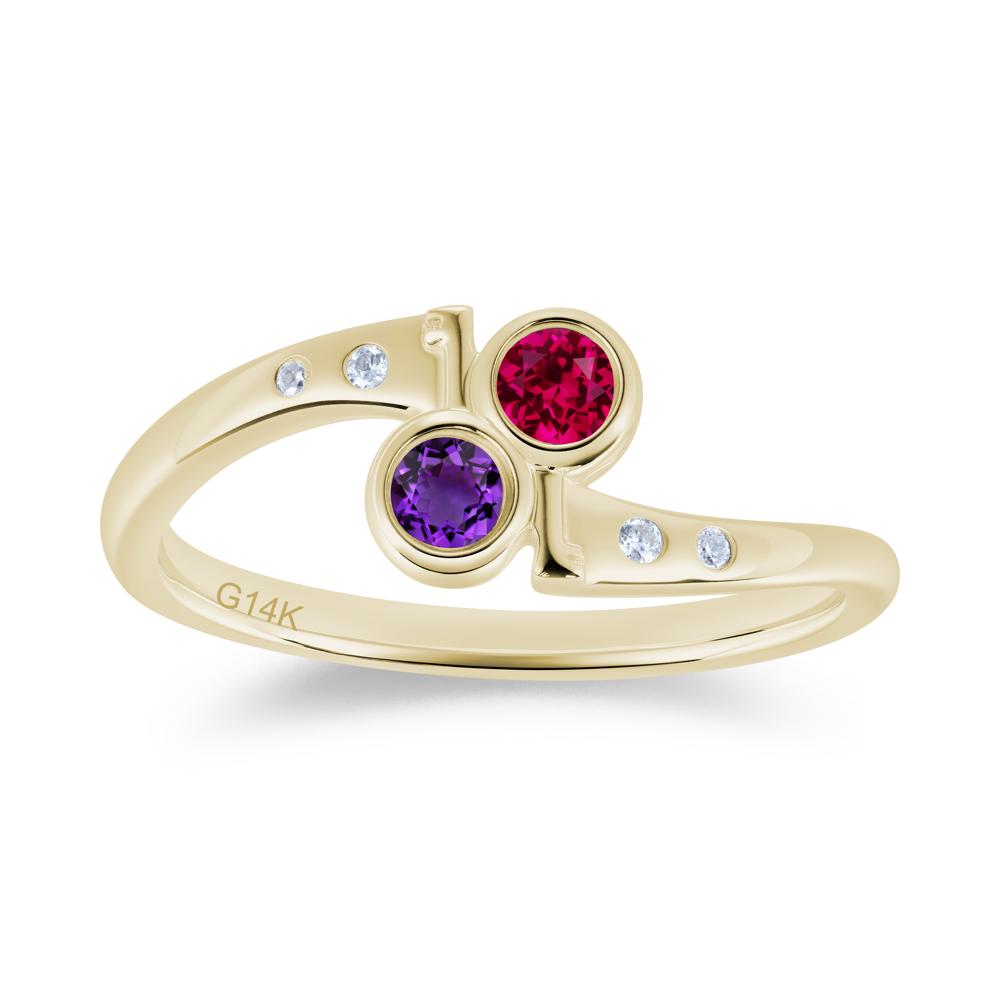 Petite Two Stone Garnet and Moonstone Key Ring - LUO Jewelry #gemstone_Amethyst and Ruby