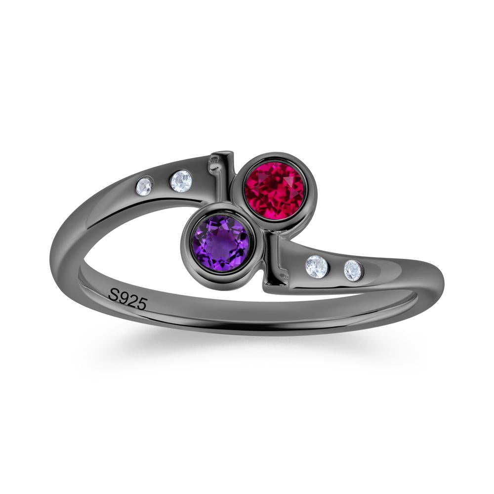 Petite Two Stone Garnet and Moonstone Key Ring - LUO Jewelry #gemstone_Amethyst and Ruby