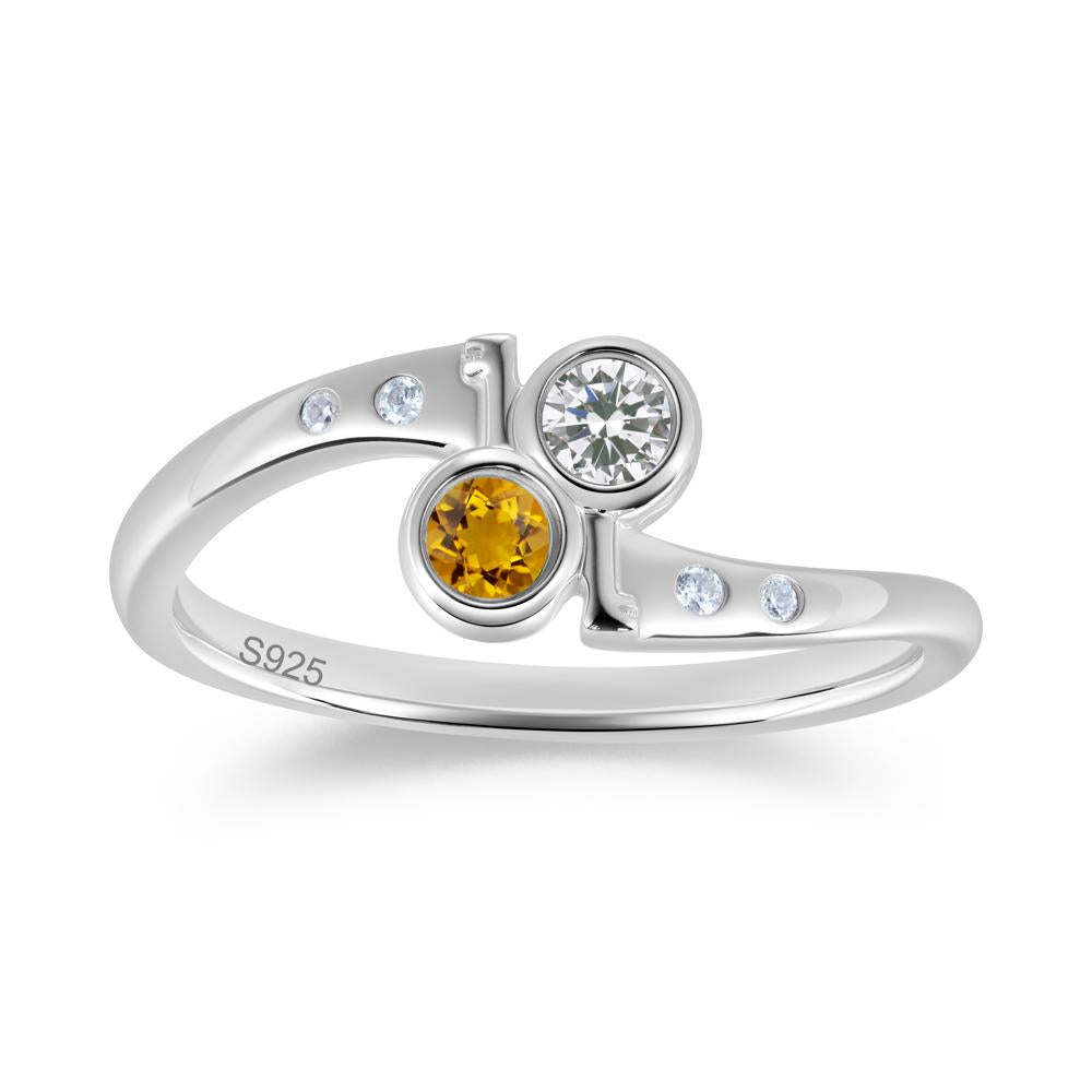 Petite Two Stone Garnet and Moonstone Key Ring - LUO Jewelry #gemstone_Citrine and Cubic Zirconia