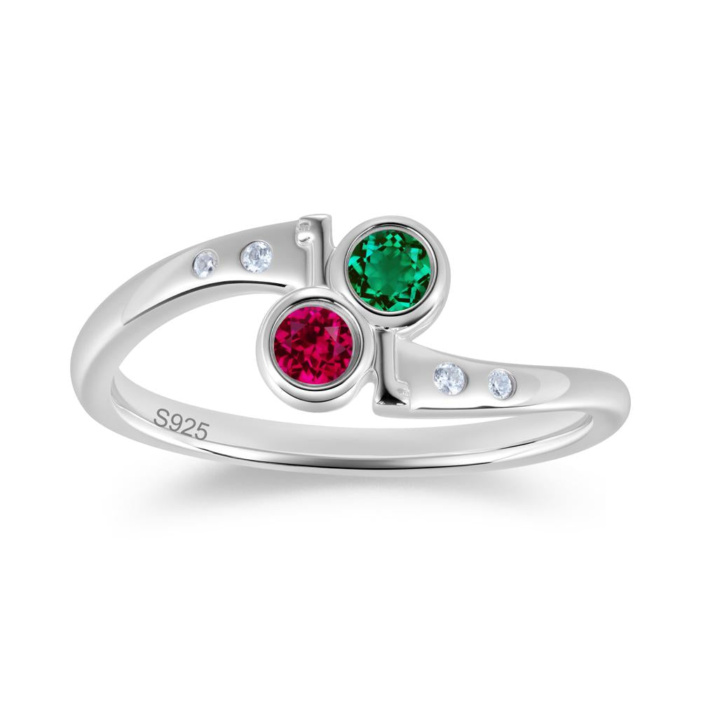 Petite Two Stone Garnet and Moonstone Key Ring - LUO Jewelry #gemstone_Emerald and Ruby
