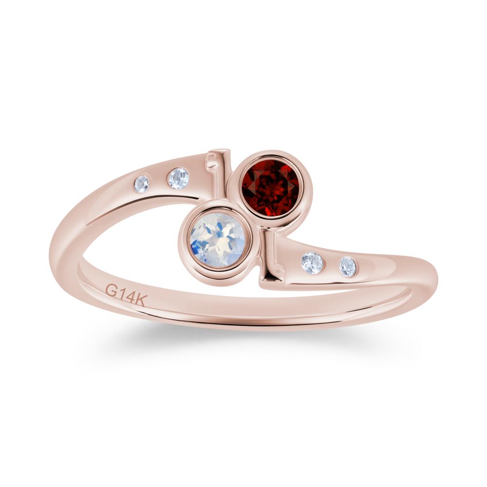 Petite Two Stone Garnet and Moonstone Key Ring - LUO Jewelry #gemstone_Garnet and Moonstone
