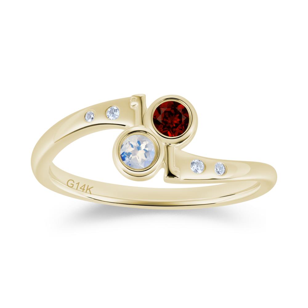 Petite Two Stone Garnet and Moonstone Key Ring - LUO Jewelry #gemstone_Garnet and Moonstone