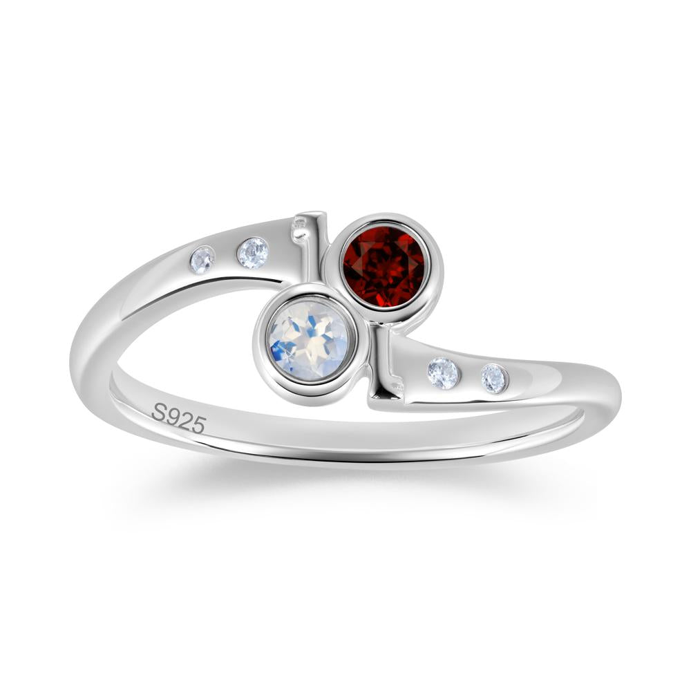 Petite Two Stone Garnet and Moonstone Key Ring - LUO Jewelry #gemstone_Garnet and Moonstone