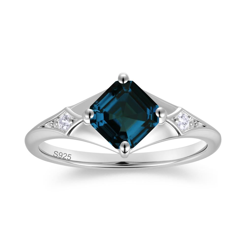 Asscher Cut London Blue Topaz Ring for Women - LUO Jewelry #gemstone_London Blue Topaz