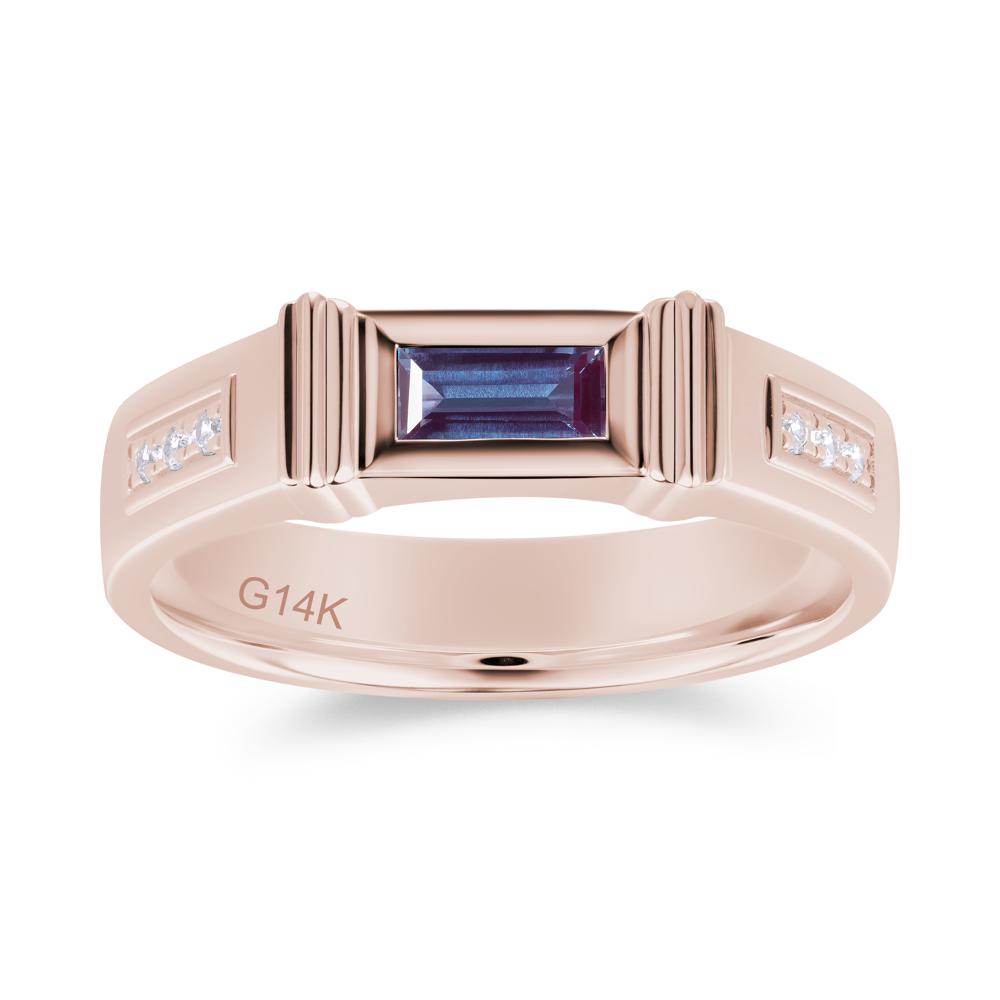East West Alexandrite Mens Wide Band Ring - LUO Jewelry #gemstone_Alexandrite