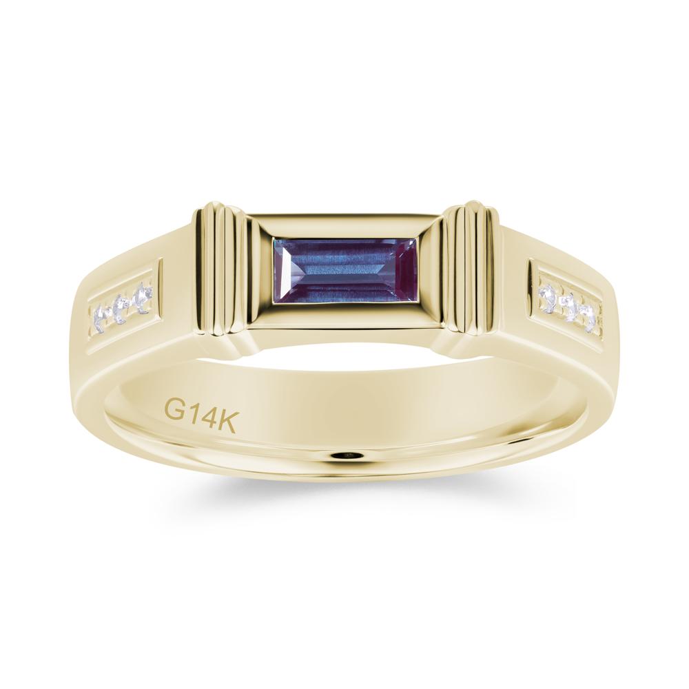 East West Alexandrite Mens Wide Band Ring - LUO Jewelry #gemstone_Alexandrite