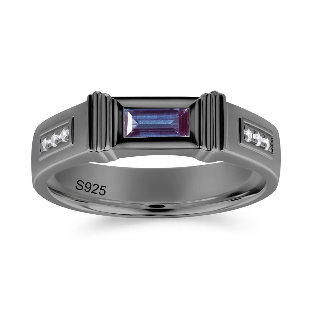 East West Alexandrite Mens Wide Band Ring - LUO Jewelry #gemstone_Alexandrite
