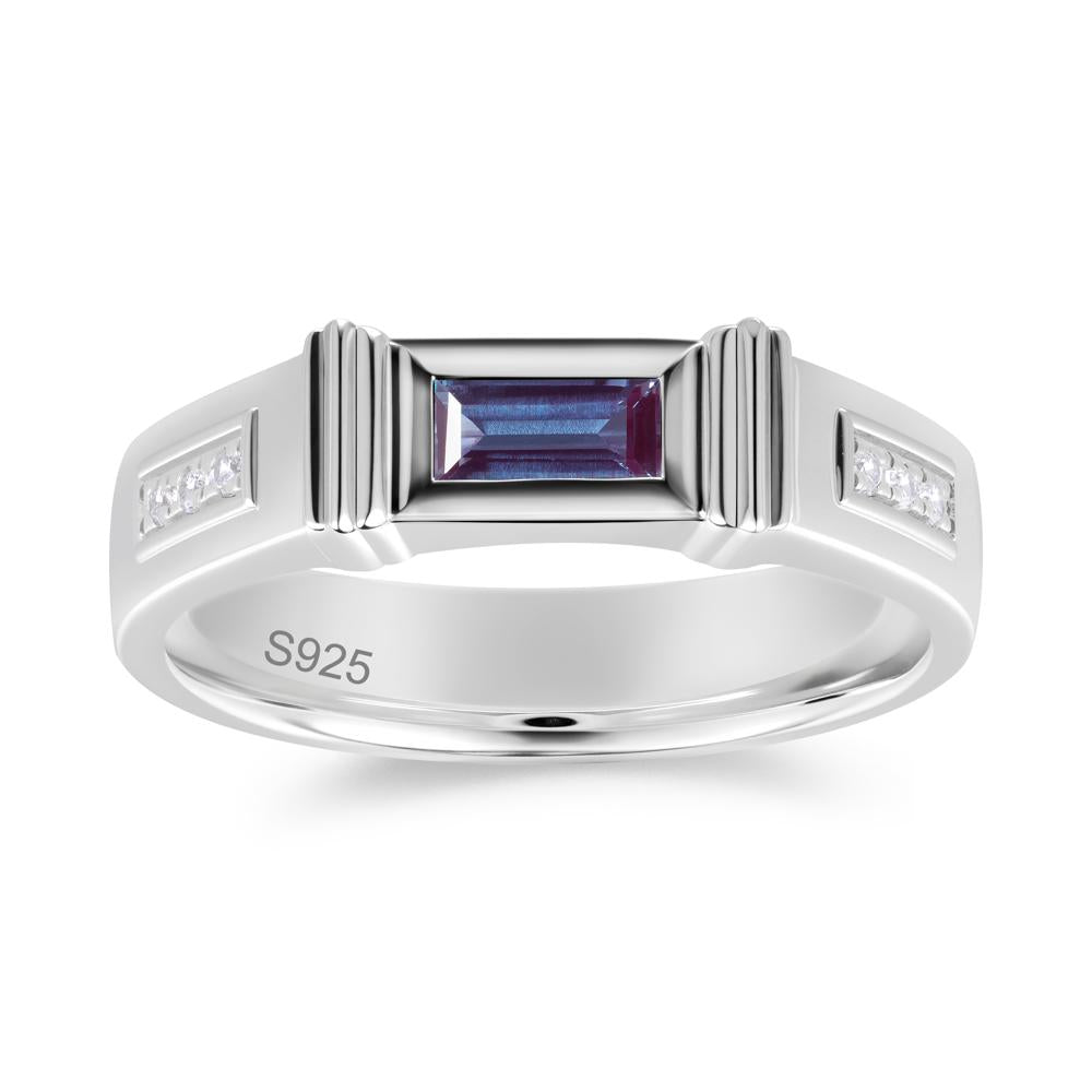 East West Alexandrite Mens Wide Band Ring - LUO Jewelry #gemstone_Alexandrite
