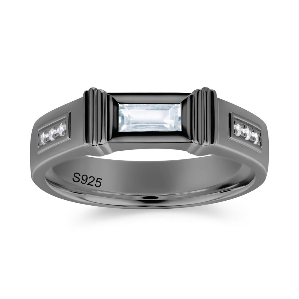 East West Alexandrite Mens Wide Band Ring - LUO Jewelry #gemstone_Aquamarine