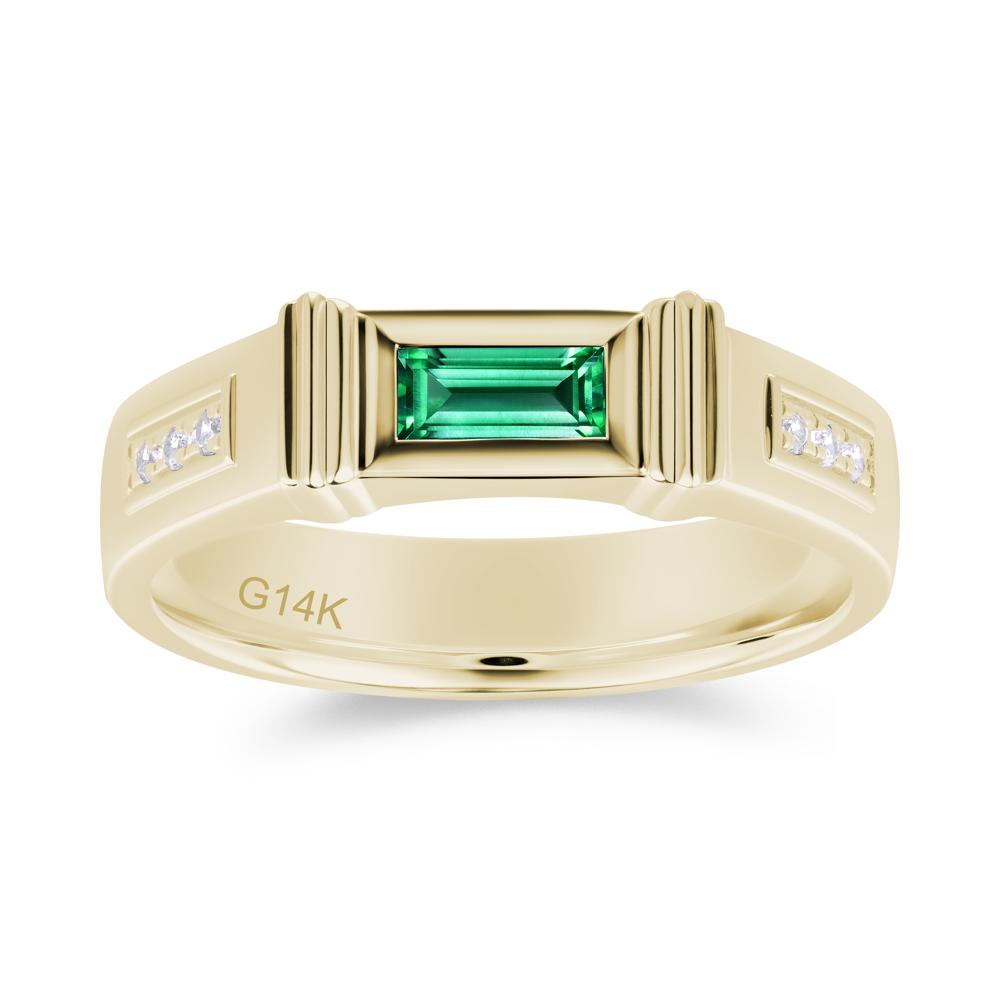 East West Alexandrite Mens Wide Band Ring - LUO Jewelry #gemstone_Emerald