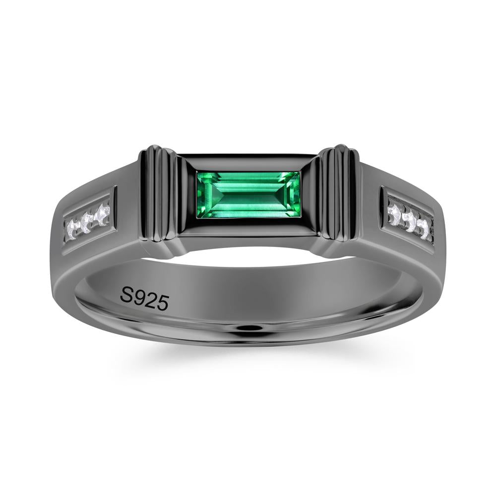 East West Alexandrite Mens Wide Band Ring - LUO Jewelry #gemstone_Emerald