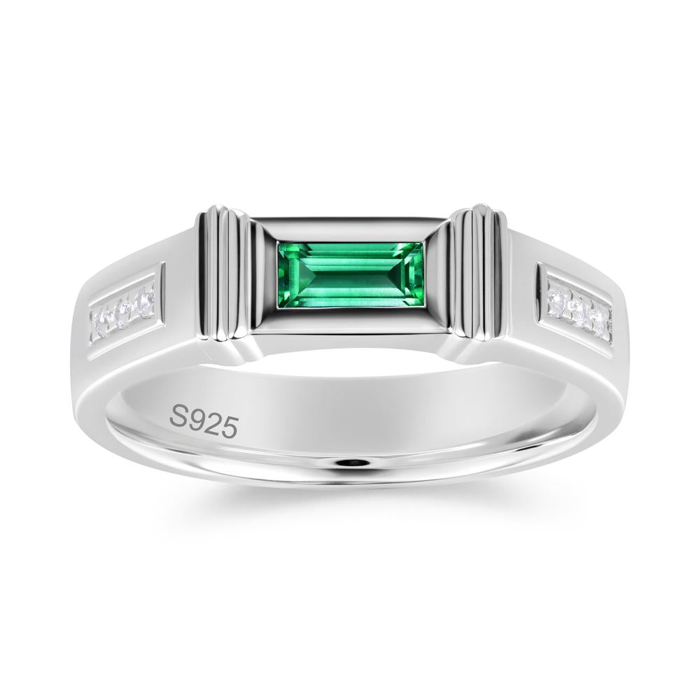 East West Alexandrite Mens Wide Band Ring - LUO Jewelry #gemstone_Emerald