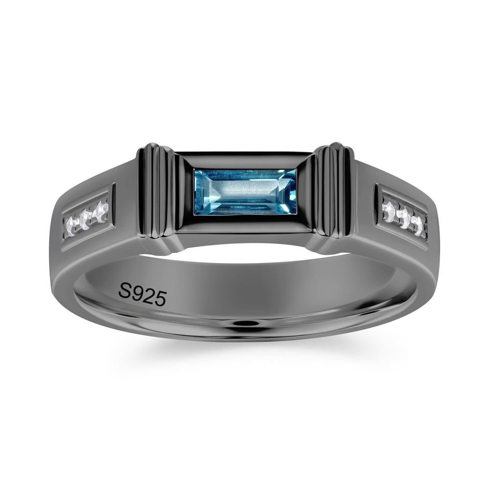 East West Alexandrite Mens Wide Band Ring - LUO Jewelry #gemstone_London Blue Topaz