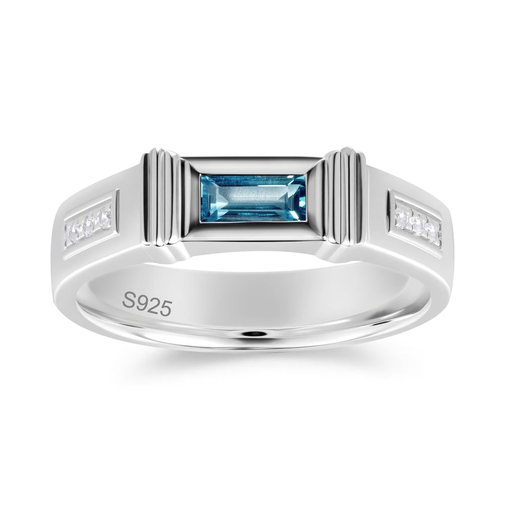 East West Alexandrite Mens Wide Band Ring - LUO Jewelry #gemstone_London Blue Topaz