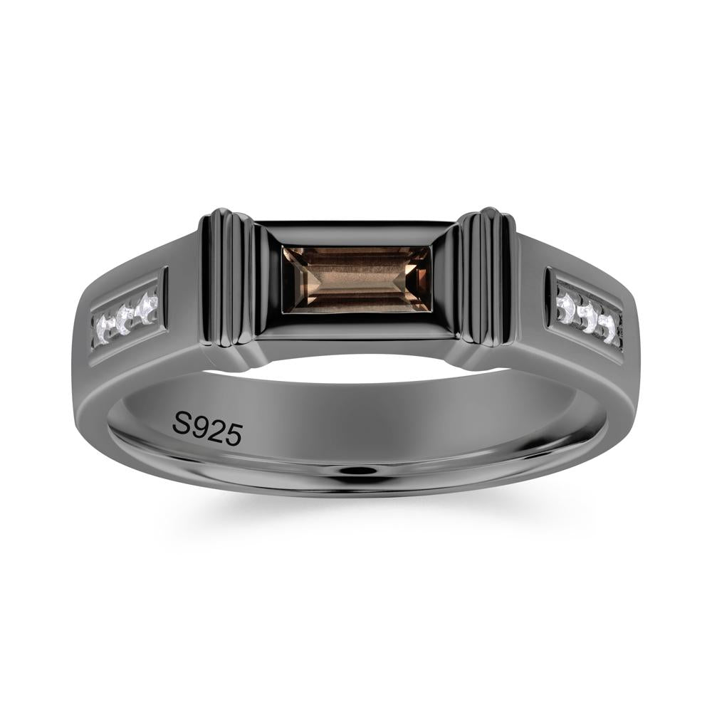East West Alexandrite Mens Wide Band Ring - LUO Jewelry #gemstone_Smoky Quartz