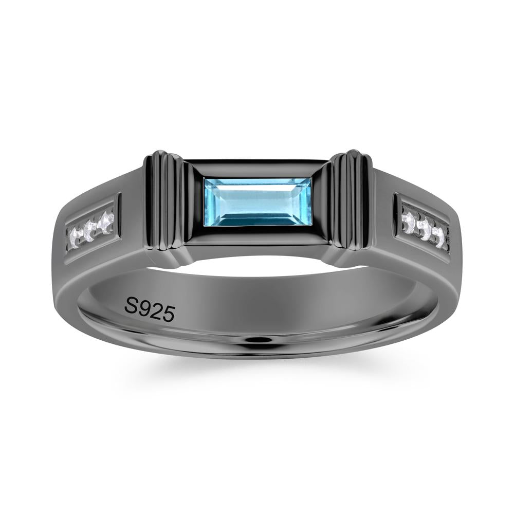 East West Alexandrite Mens Wide Band Ring - LUO Jewelry #gemstone_Swiss Blue Topaz