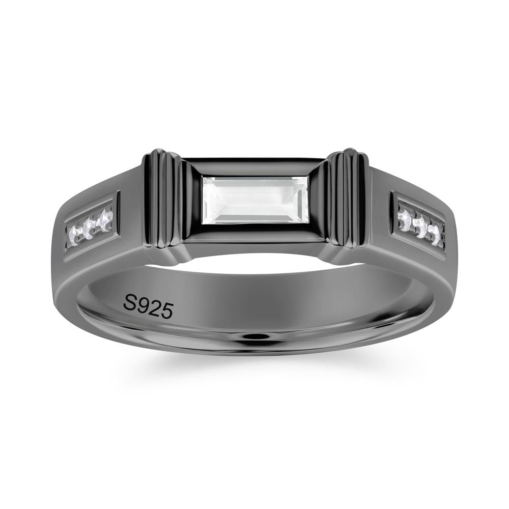 East West Alexandrite Mens Wide Band Ring - LUO Jewelry #gemstone_White Topaz