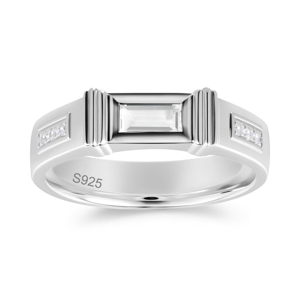 East West Alexandrite Mens Wide Band Ring - LUO Jewelry #gemstone_White Topaz