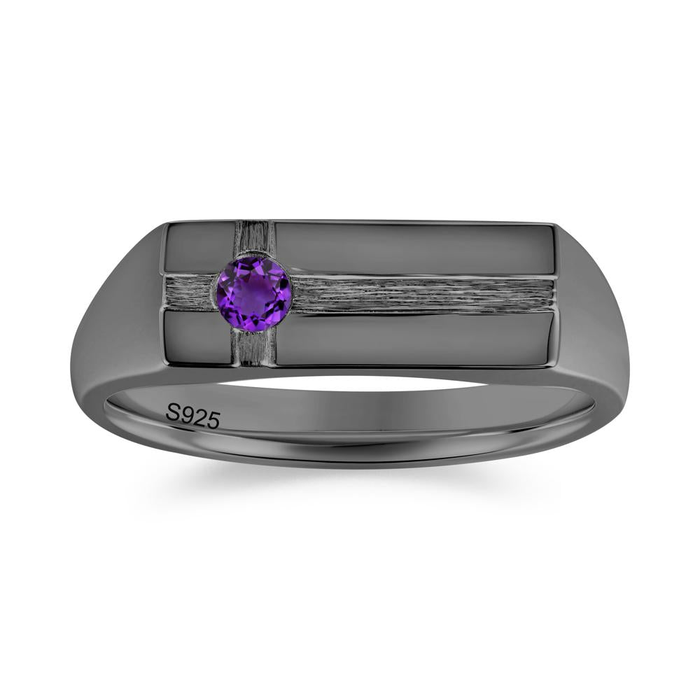 Minimalist Brushed Emerald Ring for Men - LUO Jewelry #gemstone_Amethyst