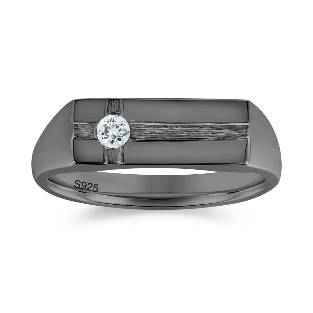 Minimalist Brushed Emerald Ring for Men - LUO Jewelry #gemstone_Aquamarine