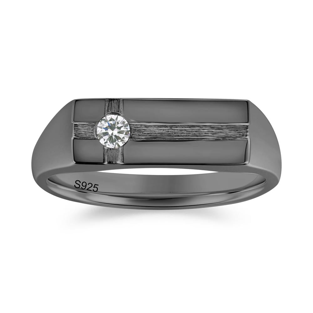 Minimalist Brushed Emerald Ring for Men - LUO Jewelry #gemstone_Cubic Zirconia