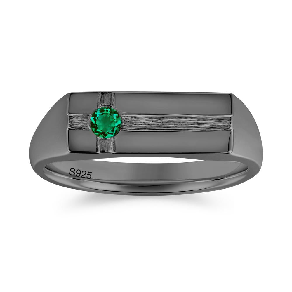 Minimalist Brushed Emerald Ring for Men - LUO Jewelry #gemstone_Emerald
