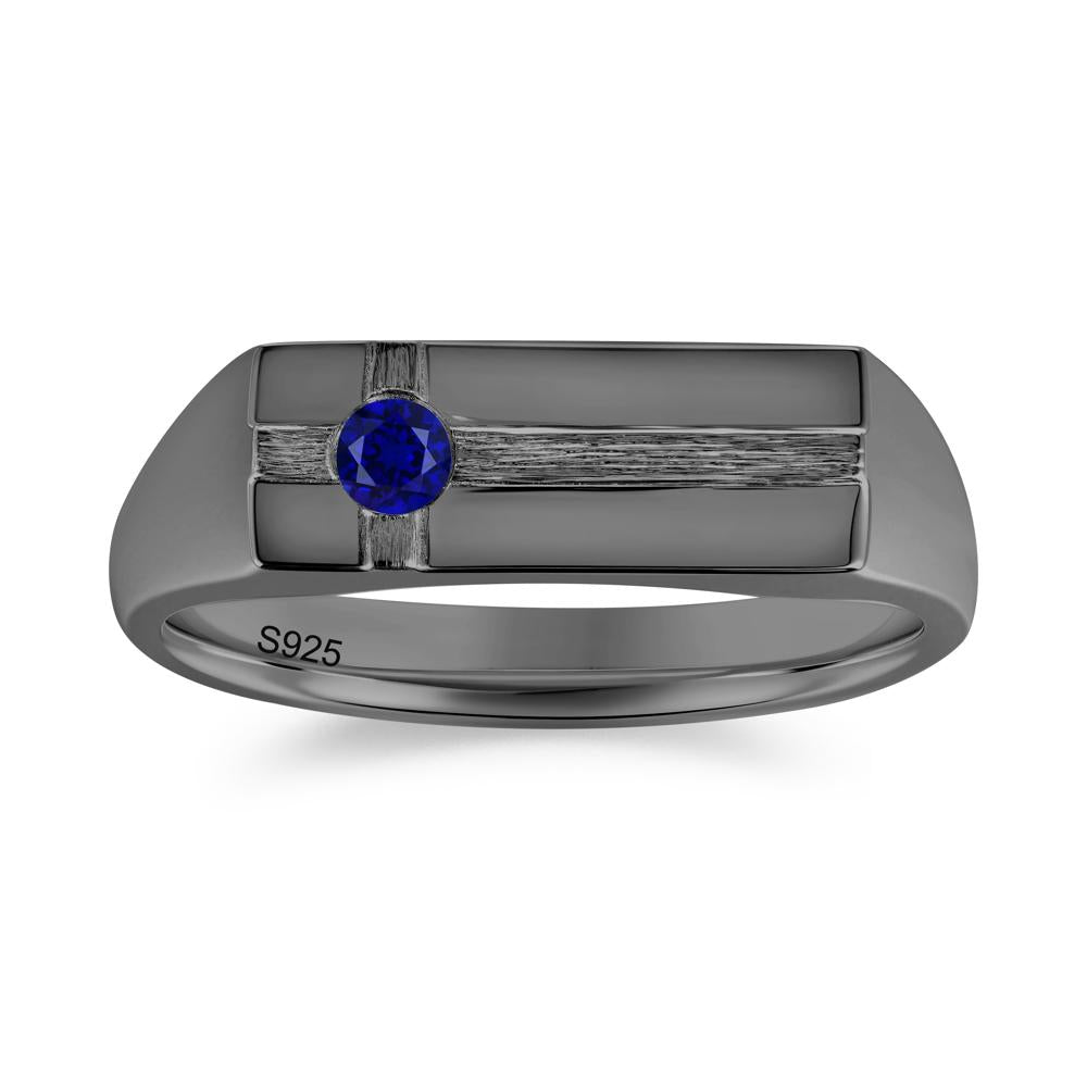 Minimalist Brushed Emerald Ring for Men - LUO Jewelry #gemstone_Sapphire