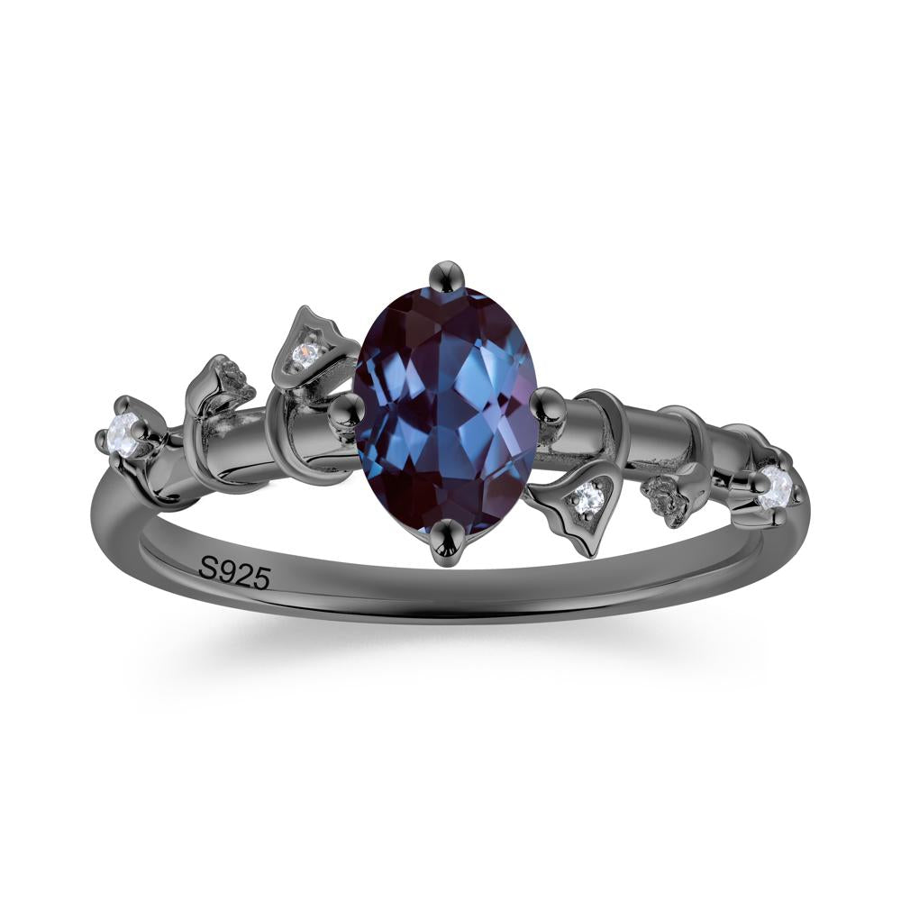 Oval Cut Amethyst Flower Engagement Ring - LUO Jewelry #gemstone_Alexandrite
