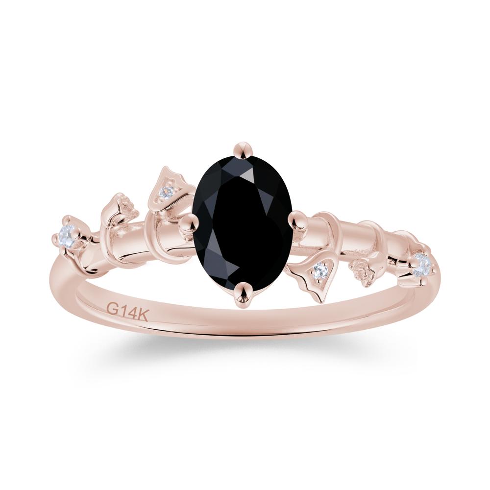 Oval Cut Amethyst Flower Engagement Ring - LUO Jewelry #gemstone_Black Spinel