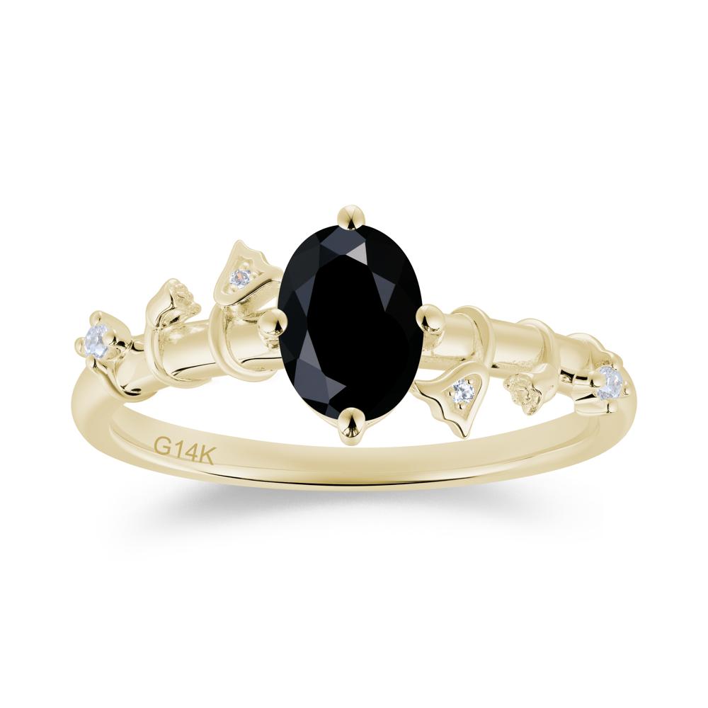Oval Cut Amethyst Flower Engagement Ring - LUO Jewelry #gemstone_Black Spinel