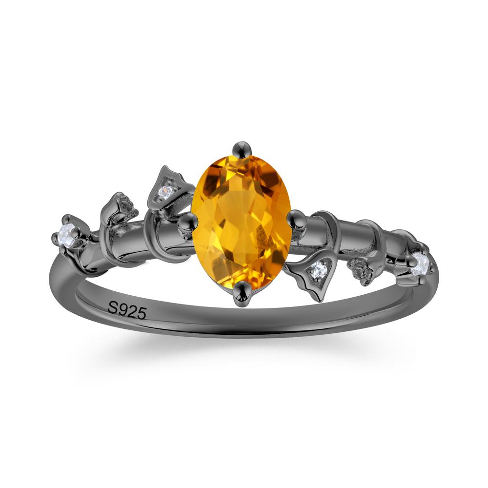 Oval Cut Amethyst Flower Engagement Ring - LUO Jewelry #gemstone_Citrine