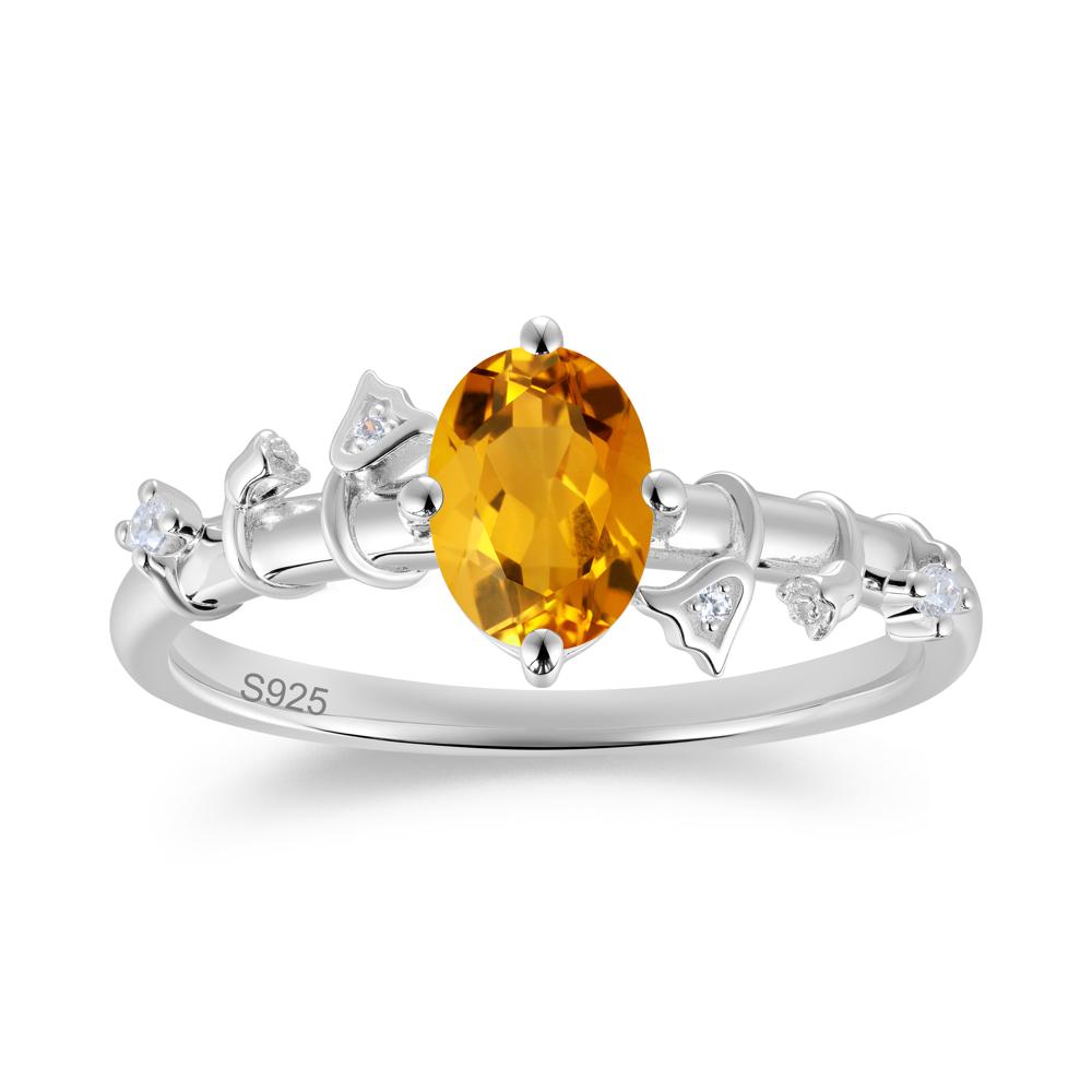 Oval Cut Amethyst Flower Engagement Ring - LUO Jewelry #gemstone_Citrine