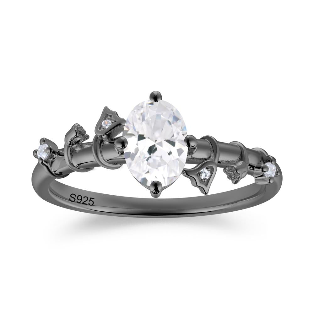 Oval Cut Amethyst Flower Engagement Ring - LUO Jewelry #gemstone_Cubic Zirconia