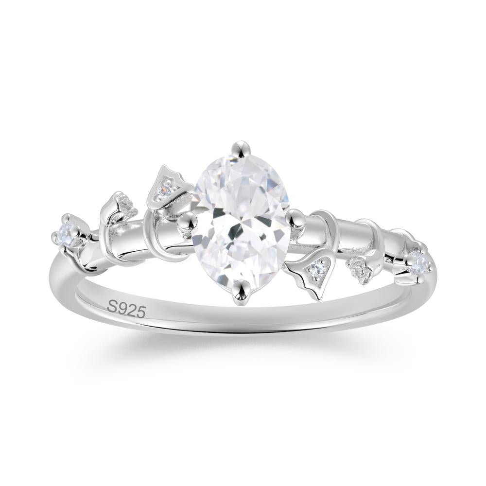 Oval Cut Amethyst Flower Engagement Ring - LUO Jewelry #gemstone_Cubic Zirconia