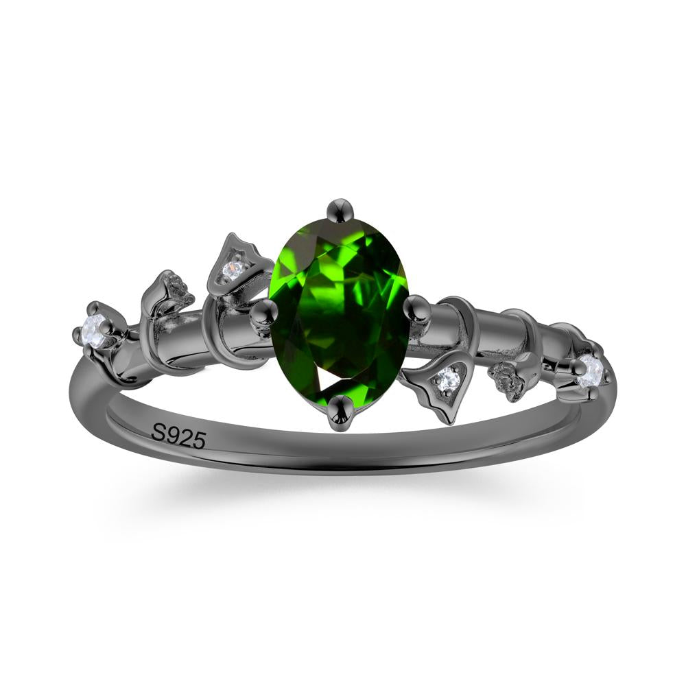 Oval Cut Amethyst Flower Engagement Ring - LUO Jewelry #gemstone_Diopside