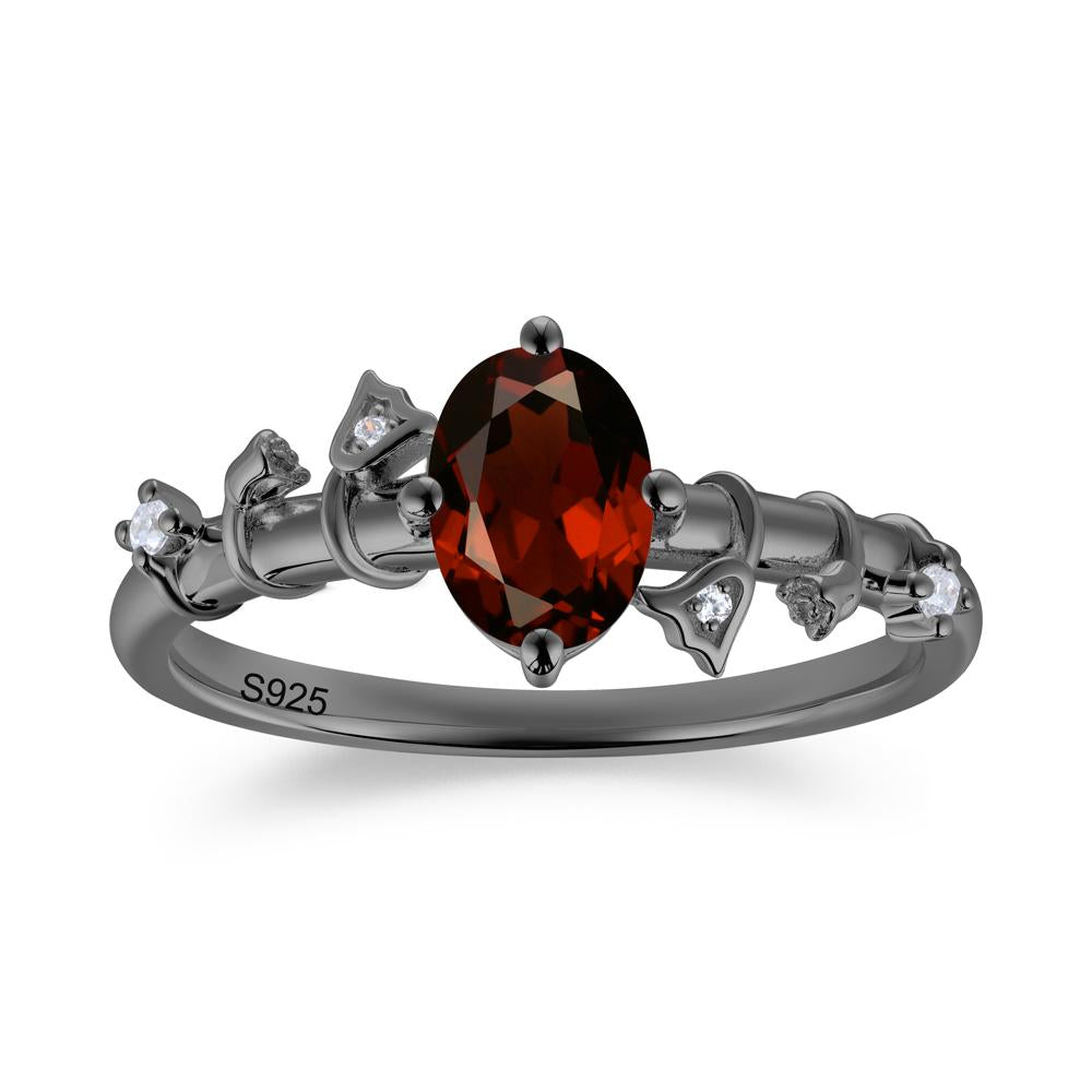 Oval Cut Amethyst Flower Engagement Ring - LUO Jewelry #gemstone_Garnet