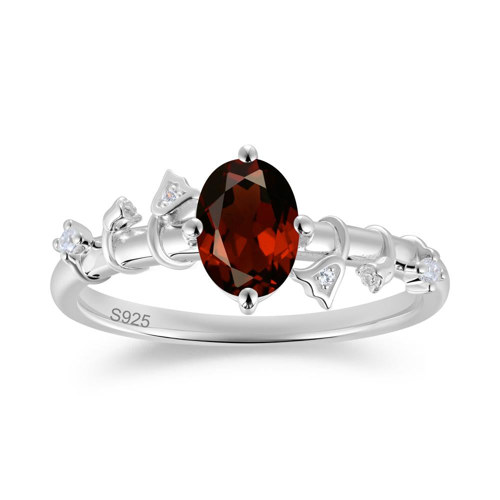 Oval Cut Amethyst Flower Engagement Ring - LUO Jewelry #gemstone_Garnet