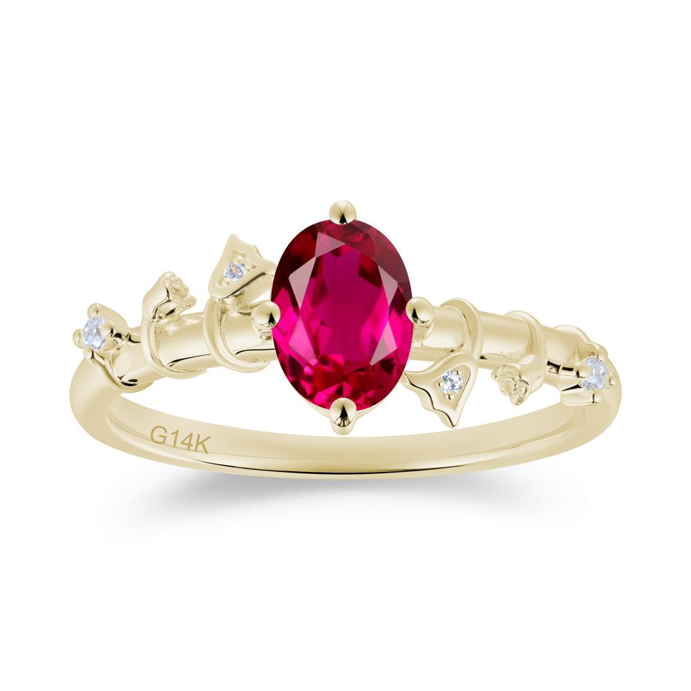 Oval Cut Amethyst Flower Engagement Ring - LUO Jewelry #gemstone_Ruby